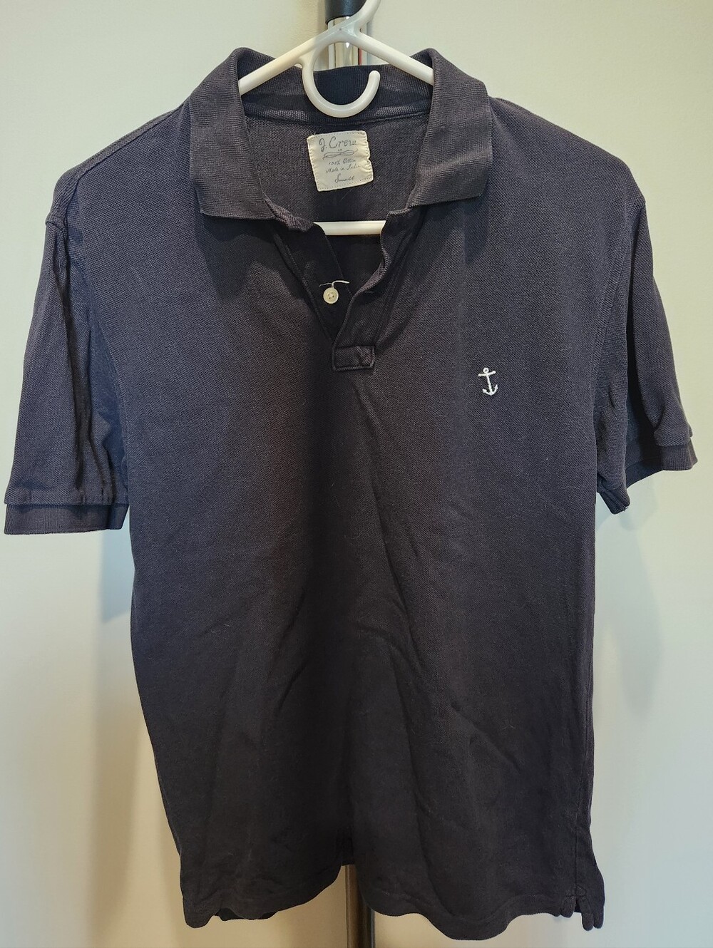 J. Crew Dark Navy Polo with White Anchor Emblem